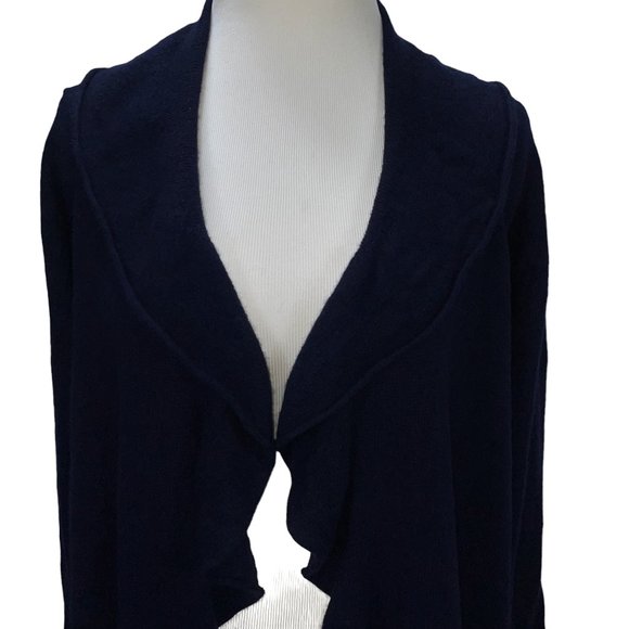 Lafayette 148 100% Cashmere Long Draped Front Navy Cardigan Sz XL Lightweight - Picture 5 of 11